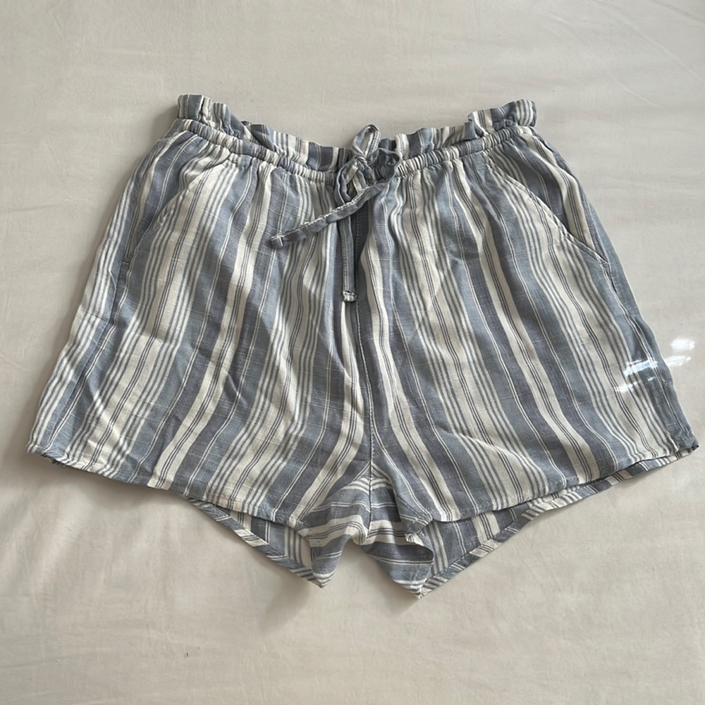 Blue and White Striped Soft Shorts